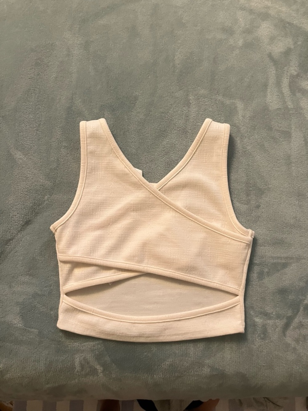 Roxy Cream Ribbed Cropped Tank - Picture 4 of 4